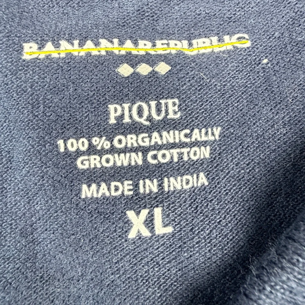 Banana Republic Men's XL Organic Cotton Pique Polo Shirt Navy Blue‎ Short Sleeve